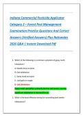 Indiana Commercial Pesticide Applicator  Category 2 &ndash; Forest Pest Management  Examination Practice Questions And Correct  Answers &lpar;Verified Answers&rpar; Plus Rationales  2026 Q&A &vert; Instant Download Pdf 