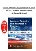 Solution Manual  &ndash; Business Statistics & Analytics in Practice 9th Edition by Bruce L&period; Bowerman & Anne M&period; Drougas &vert;  Chapters 1&ndash;20 &vert; Instant PDF Download