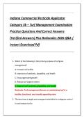 Indiana Commercial Pesticide Applicator  Category 3b &ndash; Turf Management Examination  Practice Questions And Correct Answers  &lpar;Verified Answers&rpar; Plus Rationales 2026 Q&A &vert;  Instant Download Pdf 
