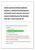 Indiana Commercial Pesticide Applicator  Category 6 &ndash; Industrial Weed Management  Examination Practice Questions And Correct  Answers &lpar;Verified Answers&rpar; Plus Rationales  2026 Q&A &vert; Instant Download Pdf
