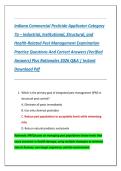 Indiana Commercial Pesticide Applicator Category  7a &ndash; Industrial&comma; Institutional&comma; Structural&comma; and  Health-Related Pest Management Examination  Practice Questions And Correct Answers &lpar;Verified  Answers&rpar; Plus Rationales 2026 Q&A &vert; Instant  Download Pdf 