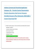 Indiana Commercial Pesticide Applicator  Category 7b &ndash; Termite Control Examination  Practice Questions And Correct Answers  &lpar;Verified Answers&rpar; Plus Rationales 2026 Q&A &vert;  Instant Download Pdf
