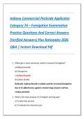 Indiana Commercial Pesticide Applicator  Category 7d &ndash; Fumigation Examination  Practice Questions And Correct Answers  &lpar;Verified Answers&rpar; Plus Rationales 2026  Q&A &vert; Instant Download Pdf 