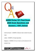 AORN Periop 101 &ndash; Perioperative Nursing&comma; Patient Safety & Surgical Procedures &vert; 420 Exam Questions with Answers &vert; Chamberlain University 2026