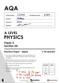 AQA A Level Physics Paper 3A &ndash; Practice Paper Alpha with Fully Worked Solutions and Detailed Explanations