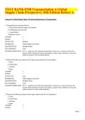 TEST BANK FORTransportation A Global Supply Chain Perspective&comma; 10th Edition Robert A&period;