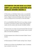 QUICKBOOKS ONLINE EXAM 2023 EXAM SCRIPT 2026 UPDATED QUESTIONS WITH DETAILED ANSWERS GRADED A&plus;