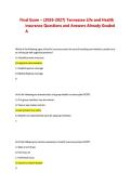 Final Exam &ndash; &lpar;2026-2027&rpar; Tennessee Life and Health insurance Questions and Answers Already Graded A  