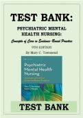 Psychiatric Mental Health Nursing Concepts Of Care In Evidence Based Practice 9th Edition By Mary C&period; Townsend Test Bank