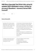 H&R Block Specialist Test EXAM fully solved & updated 2025-2026&lpar;latest version verified for accuracy&rpar; &lpar;Questions &plus; Answers&rpar; Solved 100&percnt; Correct&excl;&excl;
