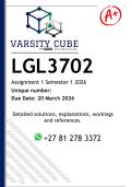LGL3702 Assignment 1 &lpar;DETAILED ANSWERS&rpar; Semester 1 2026 - DISTINCTION GUARANTEED