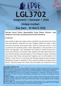 LGL3702 Assignment 1 &lpar;ANSWERS&rpar; Semester 1 2026 - DISTINCTION GUARANTEED
