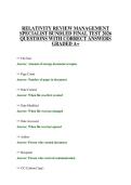 RELATIVITY REVIEW MANAGEMENT SPECIALIST BUNDLED FINAL TEST 2026 QUESTIONS WITH CORRECT ANSWERS GRADED A&plus;