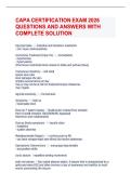 CAPA CERTIFICATION EXAM 2026 QUESTIONS AND ANSWERS WITH  COMPLETE SOLUTION