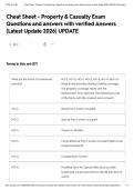 Cheat Sheet - Property & Casualty Exam Questions and answers with verified Answers &lpar;Latest Update 2026&rpar; UPDATE
