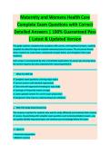 Maternity and Women&rsquo;s Health Care &ndash; Latest Version Complete Exam Questions with Correct Detailed Answers &lpar;Nursing&rpar;