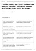 California Property and Casualty Insurance Exam Questions & Answers &vert; 100&percnt; Verified solutions &lpar;2026&rpar; UPDATE &vert;2026&excl;&excl; STUDY GUIDE EXAM