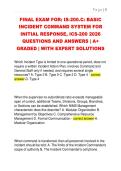 FINAL EXAM FOR&colon; IS-200&period;C&colon; BASIC  INCIDENT COMMAND SYSTEM FOR  INITIAL RESPONSE&comma; ICS-200 2026  QUESTIONS AND ANSWERS &vert; A&plus;  GRADED &vert; WITH EXPERT SOLUTIONS