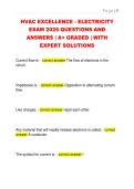 HVAC EXCELLENCE - ELECTRICITY  EXAM 2026 QUESTIONS AND  ANSWERS &vert; A&plus; GRADED &vert; WITH  EXPERT SOLUTIONS 