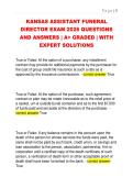 KANSAS ASSISTANT FUNERAL  DIRECTOR EXAM 2026 QUESTIONS  AND ANSWERS &vert; A&plus; GRADED &vert; WITH  EXPERT SOLUTIONS