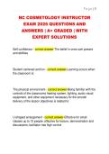 NC COSMETOLOGY INSTRUCTOR  EXAM 2026 QUESTIONS AND  ANSWERS &vert; A&plus; GRADED &vert; WITH  EXPERT SOLUTIONS
