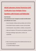 AALAS Laboratory Animal Technician &lpar;LAT&rpar;  Certification Exam Multiple-Choice  Questions with Answers and Rationales