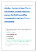 Ohio Burn Care Specialist Certification Practice Exam Questions And Correct Answers &lpar;Verified Answers&rpar; Plus Rationales 2025&vert;2026 Q&A &vert; Instant Download Pdf