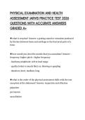 PHYSICAL EXAMINATION AND HEALTH ASSESSMENT JARVIS PRACTICE TEST 2026 QUESTIONS WITH ACCURATE ANSWERS GRADED A&plus;