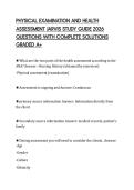 PHYSICAL EXAMINATION AND HEALTH ASSESSMENT JARVIS STUDY GUIDE 2026 QUESTIONS WITH COMPLETE SOLUTIONS GRADED A&plus;