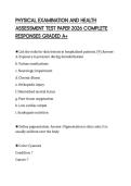 PHYSICAL EXAMINATION AND HEALTH ASSESSMENT TEST PAPER 2026 COMPLETE RESPONSES GRADED A&plus;