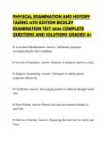 PHYSICAL EXAMINATION AND HISTORY TAKING 13TH EDITION BICKLEY EXAMINATION TEST 2026 COMPLETE QUESTIONS AND SOLUTIONS GRADED A&plus;