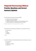 Fitzgerald Pharmacology Midterm Practice Questions and Correct Answers&vert; Updated