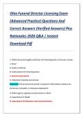 hio Funeral Director Licensing Exam &lpar;Advanced Practice&rpar; Questions And Correct Answers &lpar;Verified Answers&rpar; Plus Rationales 2026 Q&A &vert; Instant Download Pdf