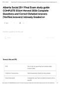 Alberta Social 20-1 Final Exam study guide COMPLETE EXAM Newest 2026 Complete Questions and Correct Detailed Answers &lpar;Verified Answers&rpar; &vert;Already Graded A&plus;