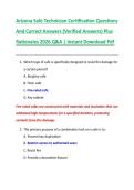 Arizona Safe Technician Certification Questions  And Correct Answers &lpar;Verified Answers&rpar; Plus  Rationales 2026 Q&A &vert; Instant Download Pdf
