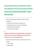 Arizona Mold Inspector Certification Practice  Exam Questions And Correct Answers &lpar;Verified  Answers&rpar; Plus Rationales 2026 Q&A &vert; Instant  Download Pdf