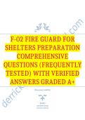 F-02 Fire Guard for Shelters Preparation Comprehensive Questions &lpar;Frequently Tested&rpar; with Verified Answers Graded A&plus;