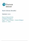 2025 Pearson Edexcel GCSE Religious Studies A PAPER 1 MARKSCHEME PAPER 1RA0&sol;1C