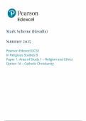 2025 Pearson Edexcel GCSE Religious Studies B PAPER 1 MARKSCHEME PAPER 1RB0&sol;1A