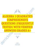 Algebra 1 Quadratics Comprehensive Questions &lpar;Frequently Tested&rpar; with Verified Answers Graded A&plus;