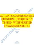 ACT Math Comprehensive Questions &lpar;Frequently Tested&rpar; with Verified Answers Graded A&plus;&period;