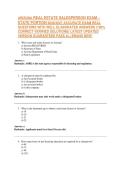 ARIZONA REAL ESTATE SALESPERSON EXAM &ndash;  STATE PORTION 2026&sol;2027 ACCURATE EXAM REAL  QUESTIONS WITH WELL ELABORATED ANSWERS &lpar;100&percnt; CORRECT VERIFIED SOLUTIONS&rpar; LATEST UPDATED VERSION GUARANTEED PASS A&plus;&vert; BRAND NEW&excl;  