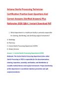 Arizona Sterile Processing Technician  Certification Practice Exam Questions And  Correct Answers &lpar;Verified Answers&rpar; Plus  Rationales 2026 Q&A &vert; Instant Download Pdf
