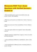 Minnesota POST Test &vert; Exam Questions with Verified Answers &vert; Graded A&plus;