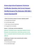 Arizona Agricultural Equipment Technician  Certification Questions And Correct Answers  &lpar;Verified Answers&rpar; Plus Rationales 2026 Q&A &vert;  Instant Download Pdf
