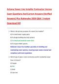 Arizona Sewer Line Installer Contractor License  Exam Questions And Correct Answers &lpar;Verified  Answers&rpar; Plus Rationales 2026 Q&A &vert; Instant  Download Pdf