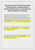 ABSA SURGICAL ASSISTANT CERTIFICATION EXAM ACTUAL EXAM 2026 &vert; AMERICAN BOARD OF SURGICAL ASSISTANT EXAM &vert; ALL QUESTIONS AND CORRECT ANSWERS &vert; JUST RELEASED