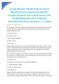 T4 ASE BRAKES MEDIUM HEAVY DUTY BRAKES EXAM Actual Exam 2026&sol;2027 Complete Questions and Verified Answers with Detailed Rationales ASE Certification Guaranteed Pass Pass Guaranteed - A&plus; Graded