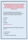 Nursing Pathophysiology Final Exam Review &vert;&vert;Verified  Exam&excl;&excl;&vert;&vert; Most Recent Exam Actual Complete Real  Exam Questions And Correct Answers &lpar;Verified  Answers&rpar; Already Graded A&plus; &vert; Guaranteed Success&excl;&excl; &vert;  Newest Exam&excl;&excl;&excl; 