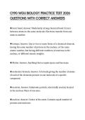 C190 WGU BIOLOGY PRACTICE TEST 2026 QUESTIONS WITH CORRECT ANSWERS